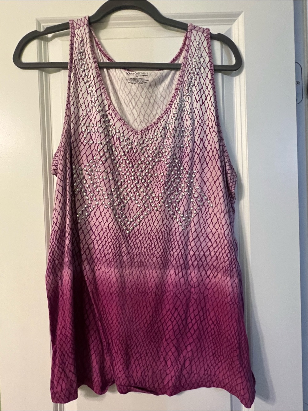 Lane Bryant Ombre Purple Pink Rhinestone Tank Top